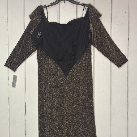 Alex Evenings Plus Size 16W Metallic Off-the-Shoulder Evening Dress Gown NWT - Picture 8 of 12